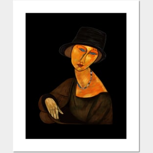 Woman in black hat Posters and Art